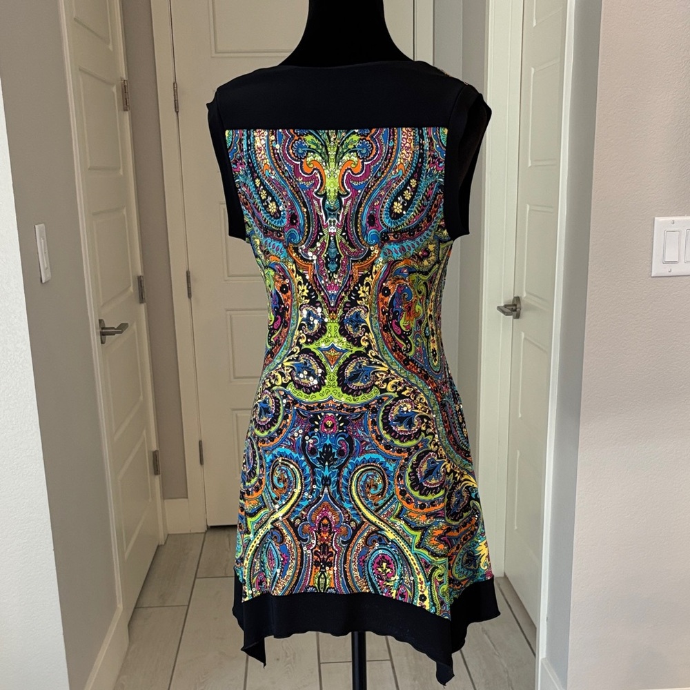 Joseph Ribkoff Sequin Multicolor Sleeveless Tunic, Swim Cover Up, Mini Dress S10 - Picture 8 of 10